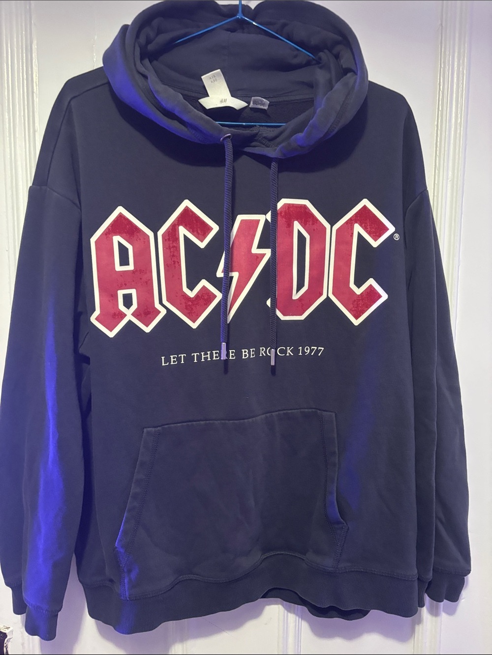 H&M Black Hoodie with Red AC/DC Graphic